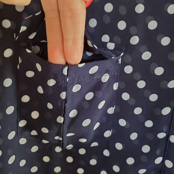 Torrid Womens Top Blue 2XL Sleeveless Polka Dot Plus Size Blouse 2 - Picture 6 of 8